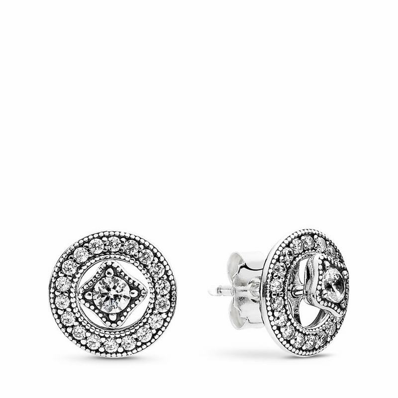 Pandora Vintage Allure Stud Earrings - Sterling Silver/Cubic Zirconia - Canada | ER7243ZF